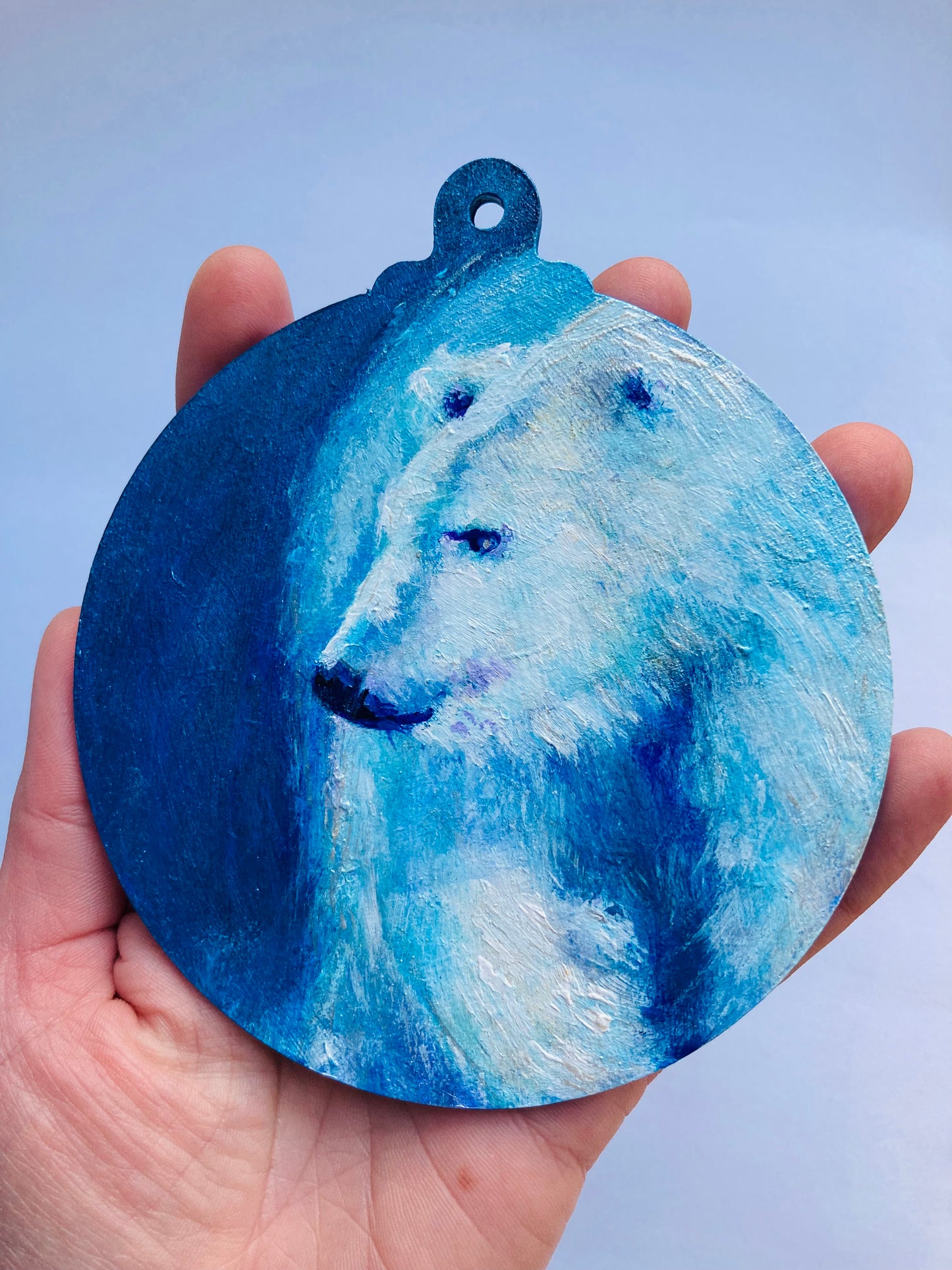 LARGE hand painted hanging decoration ( polar bear )
