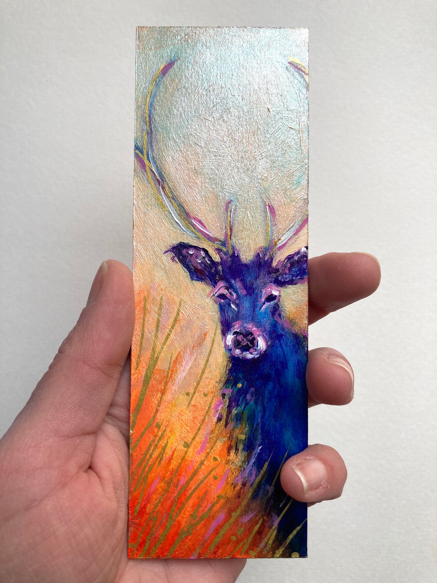 Blue Stag Bookmark- Handmade