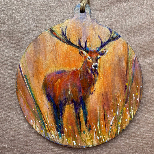 LARGE Hand painted Hanging Ornament (stag)