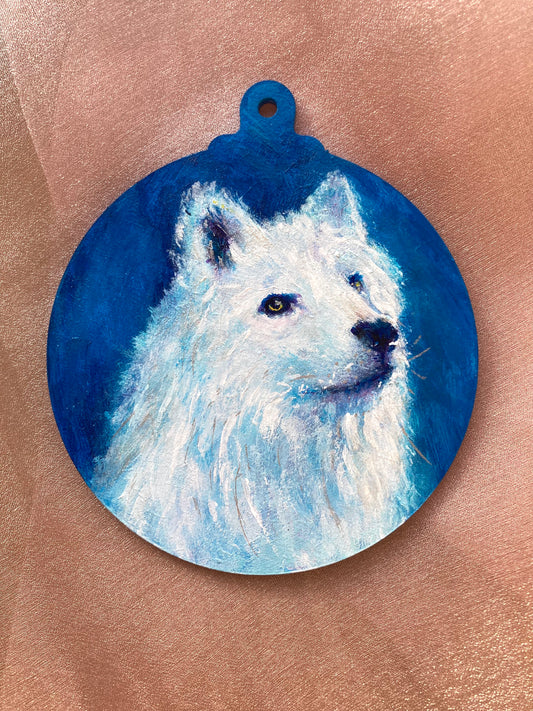 LARGE hand painted hanging decoration ( Wolf )