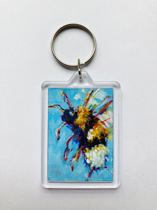 Tiny Bee Hand painted Key ring