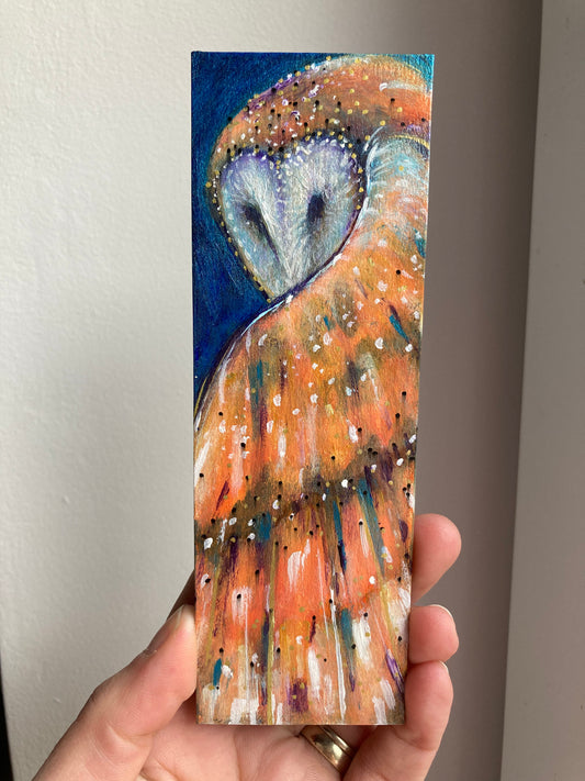 Barn OWL in flight Bookmark- Handmade
