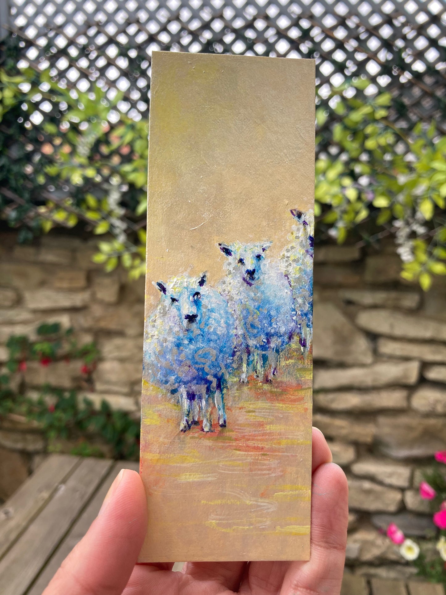 Sheep Flock Bookmark hand painted