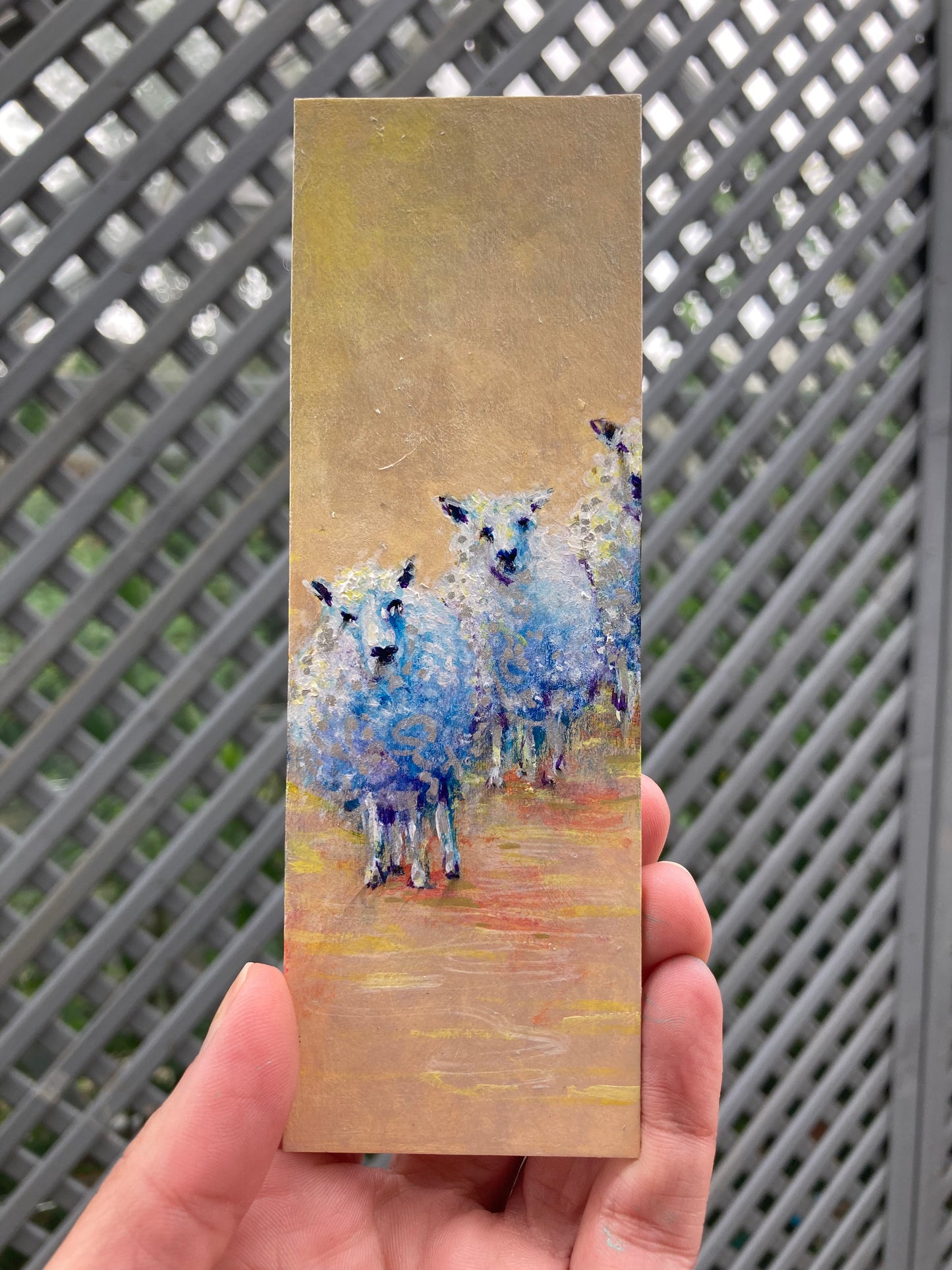 Sheep Flock Bookmark hand painted