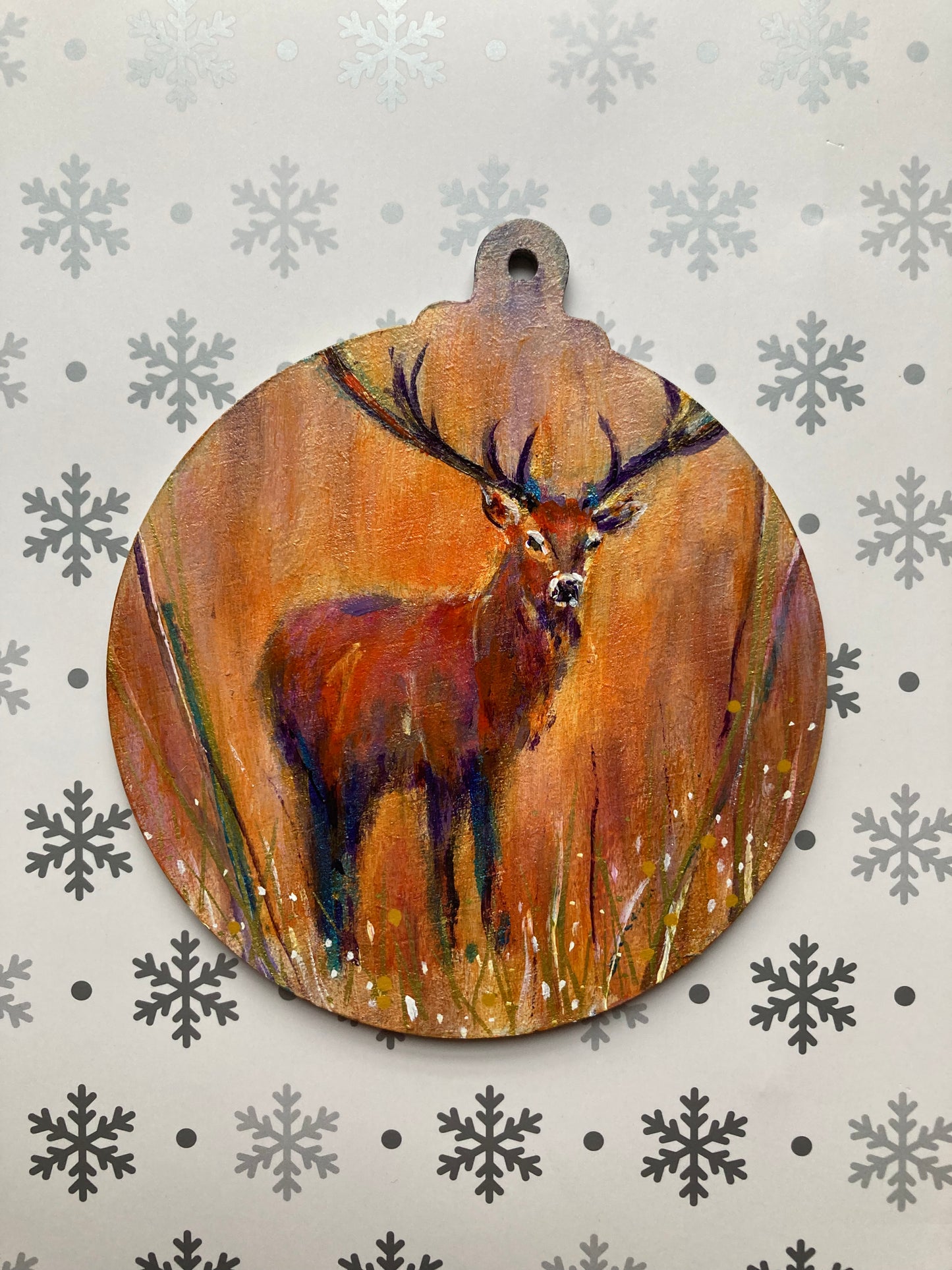 LARGE Hand painted Hanging Ornament (stag)