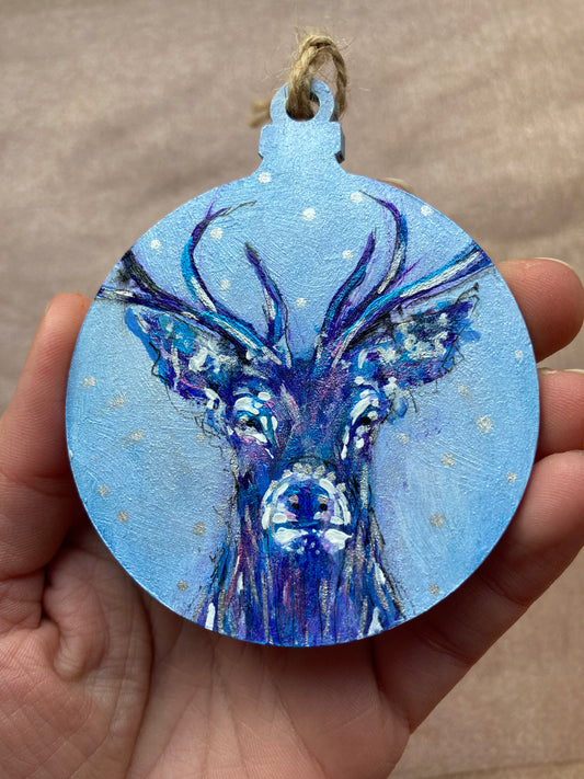 Hand painted Hanging Ornament (stag blue)