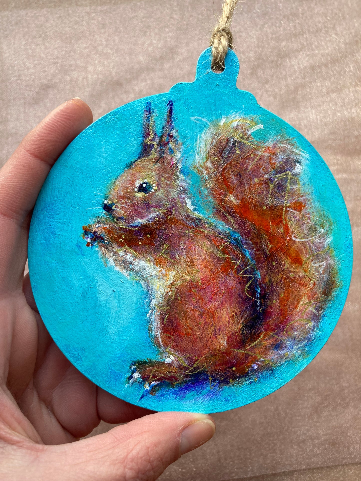 LARGE hand painted hanging decoration ( Squirrel )