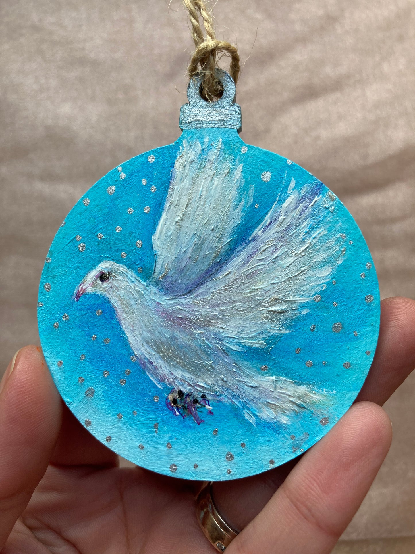 Hand painted Hanging Ornament (Dove)