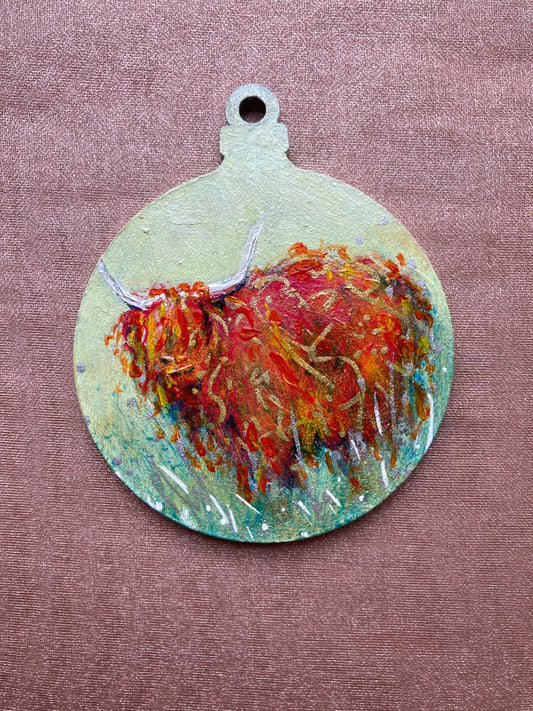 Hand painted Hanging Ornament (Highland Cow)