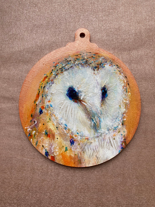 LARGE hand painted hanging decoration ( owl )