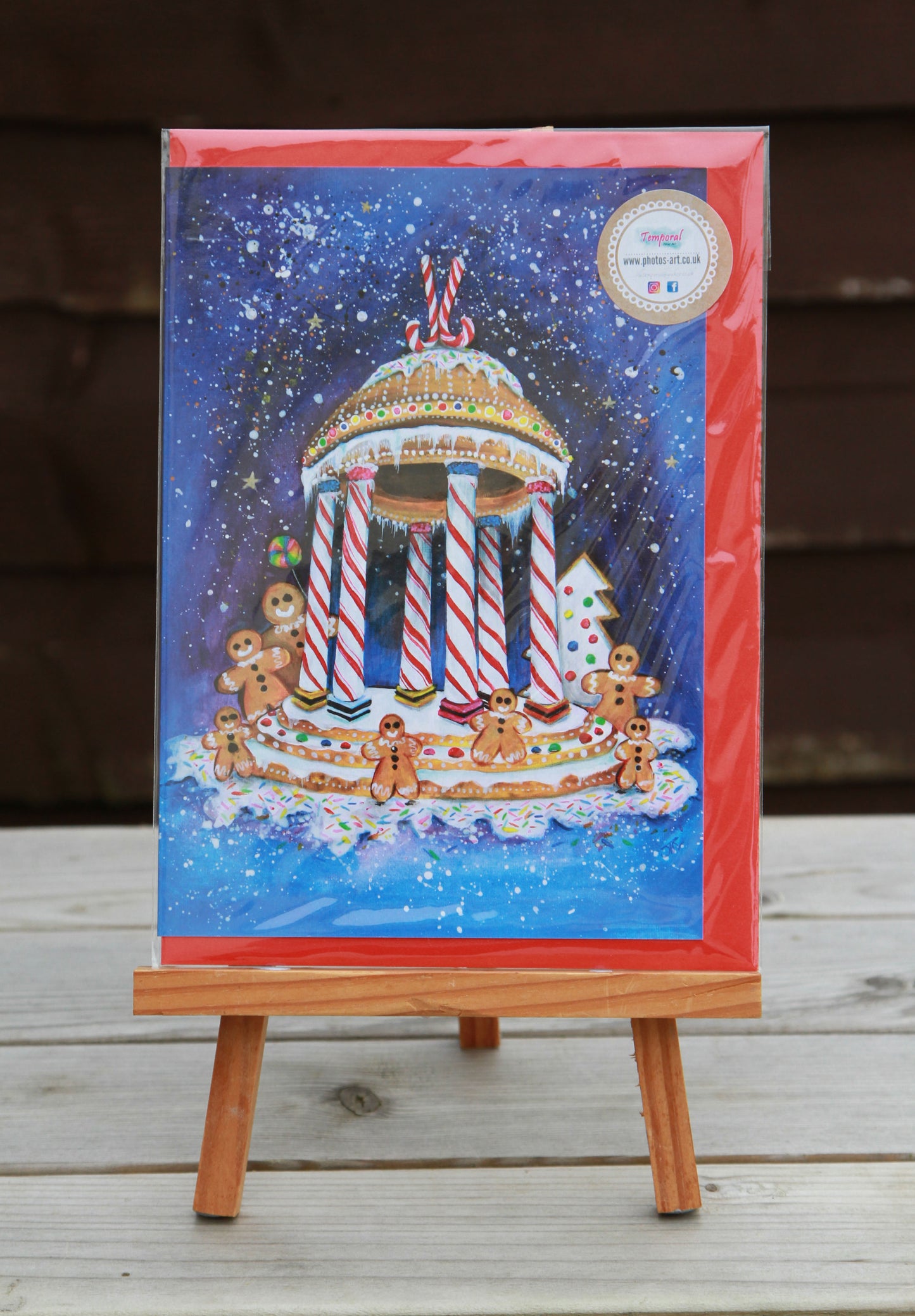 A5 Glossy Christmas Card with Red Envelope Gingerbread Buttercross