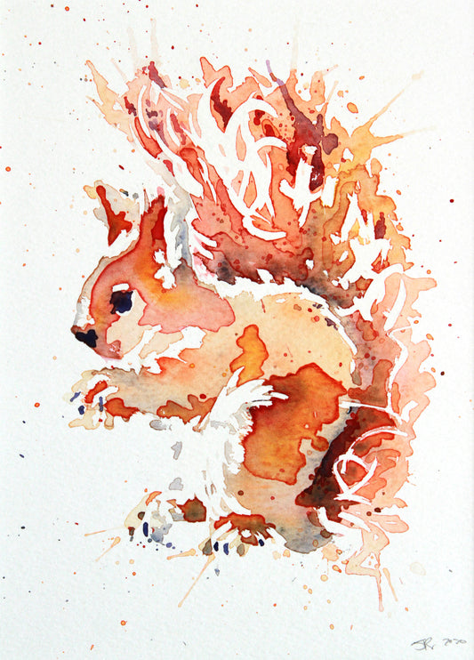 RED SQUIRREL watercolour