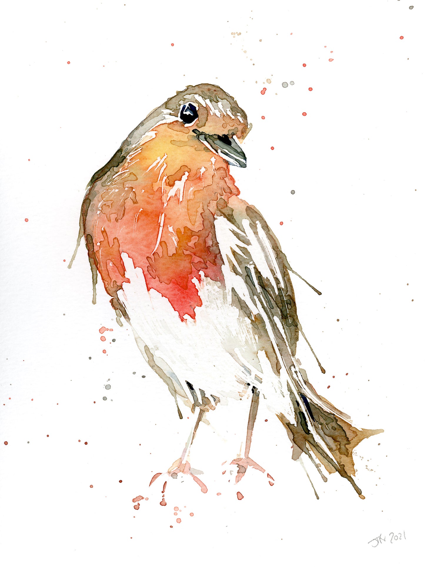 LITTLE Mr ROBIN #6 original Watercolour painting