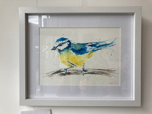 Mr Blue Sky Blue Tit in white frame