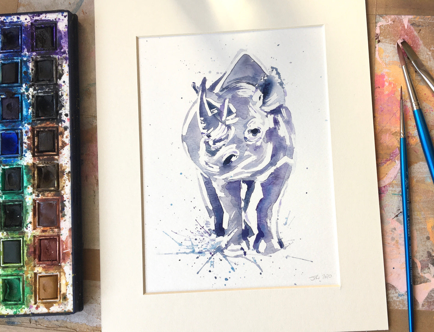 WHITE RHINO (#2) watercolour
