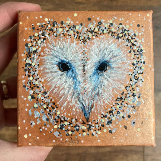 OWL COPPER Hand painted Trinket Box